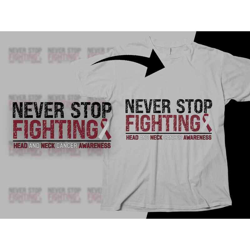 Head and Neck Cancer Awareness Svg Png, Never Stop Fighting Svg, Burgundy White Ribbon Svg Circut Sublimation Design.jpg