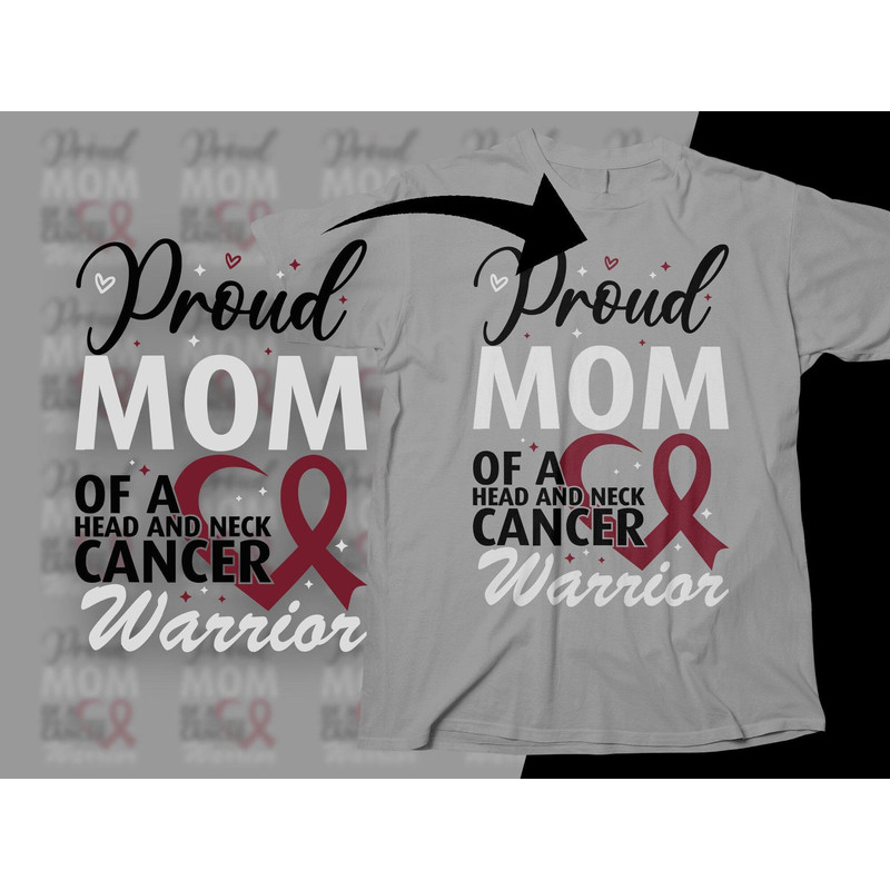 Head and Neck Cancer Awareness Svg Png, Proud Mom of a Head and Neck Cancer Warrior Svg, Burgundy White Ribbon Svg Circut Sublimation Design.jpg