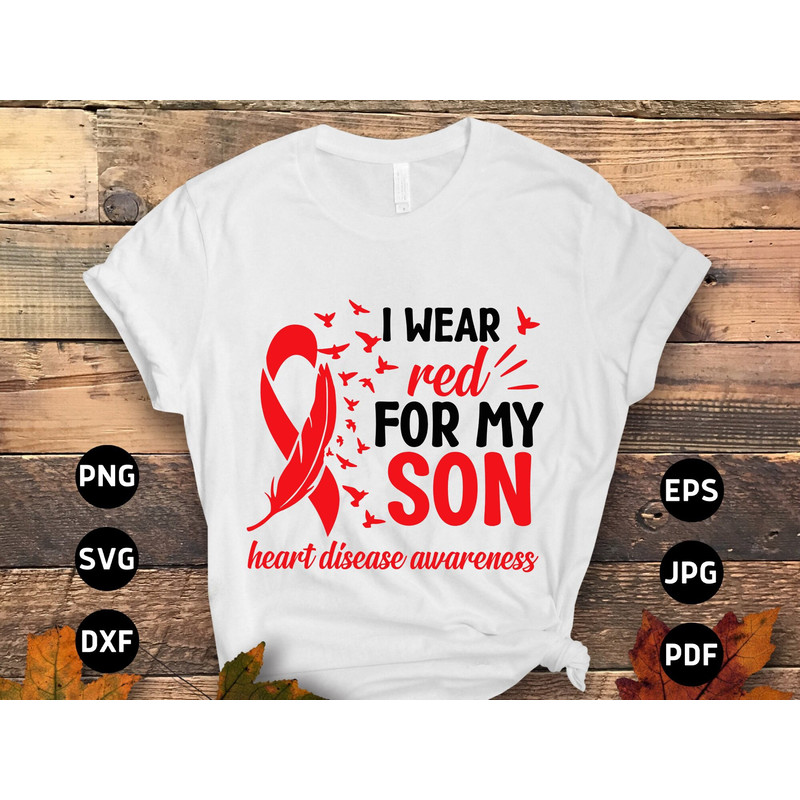 Heart Disease Awareness Svg Png, I Wear Red for My Son Svg, Red Ribbon Svg Cricut Sublimation Design.jpg