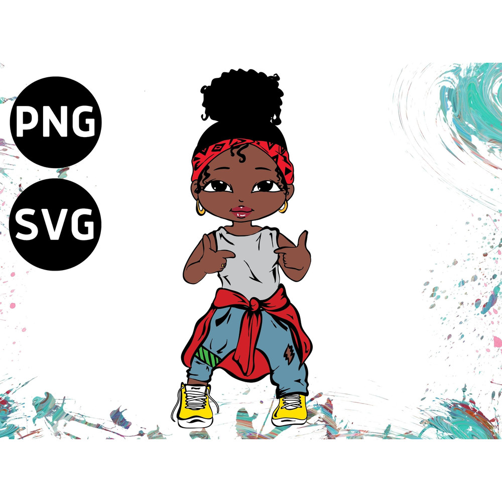 Hip hop Afro Black Girl Dancer Clipart Png Svg, African American Dancer Art Rapping Break Dance Birthday Party Svg Cricut Sublimation Design.jpg