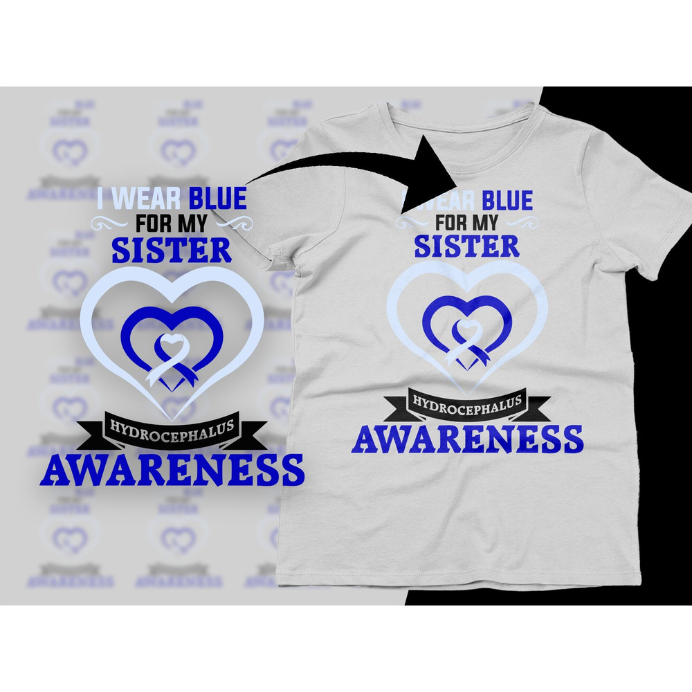 Hydrocephalus Awareness Svg Png, I Wear Blue for My Sister Svg, Hydro Light Blue Ribbon Support Svg Cricut Sublimation Design.jpg