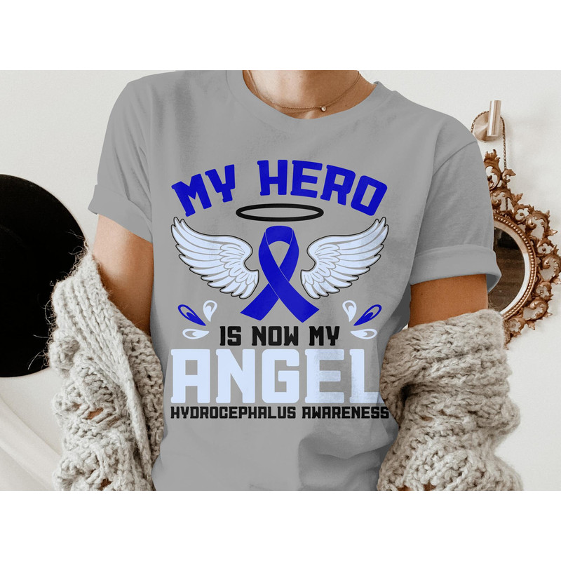 Hydrocephalus Awareness Svg Png, My Hero is Now My Angel Svg, Hydro Light Blue Ribbon Support Svg Cricut Sublimation Design.jpg