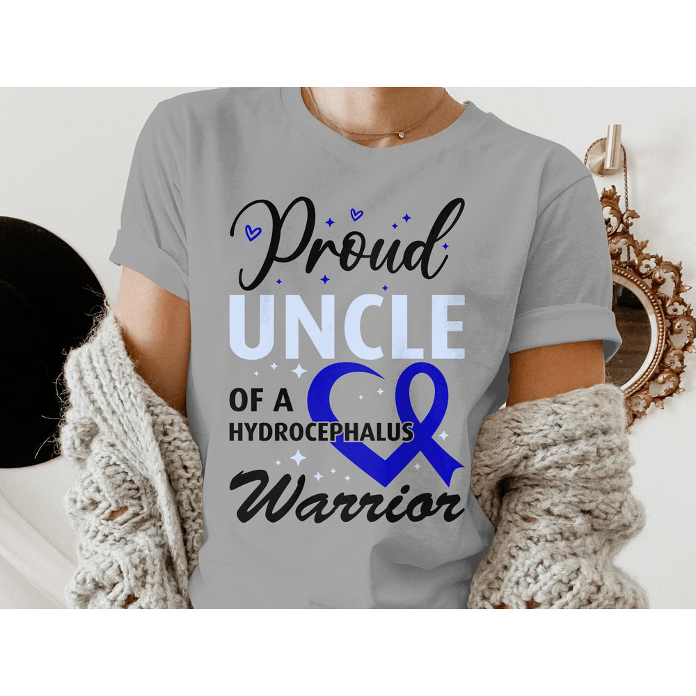 Hydrocephalus Awareness Svg Png, Proud Uncle of a Hydrocephalus Warrior Svg, Hydro Light Blue Ribbon Support Svg Cricut Sublimation Design.jpg