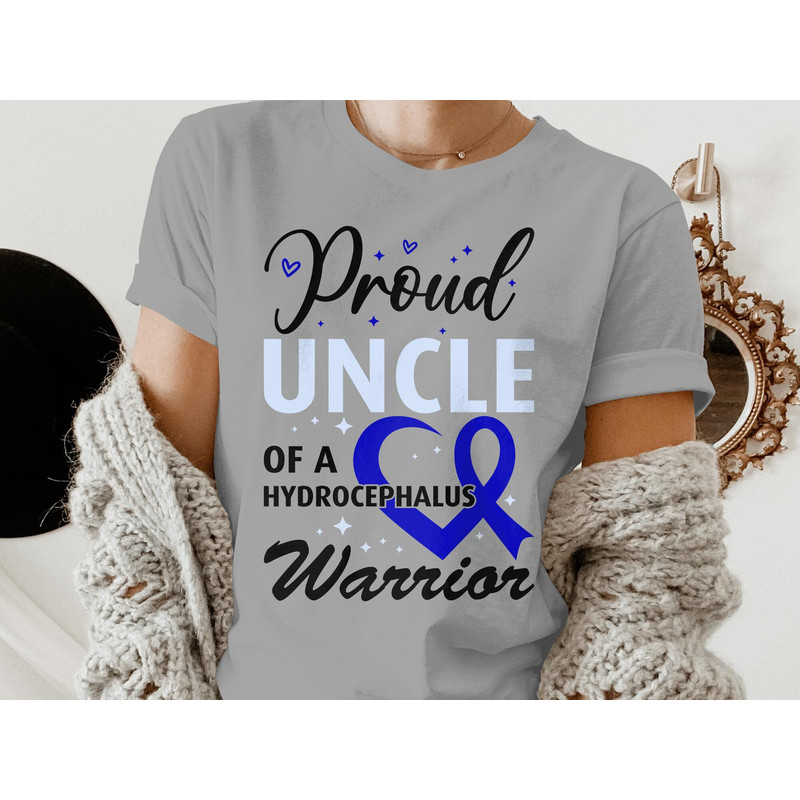 Hydrocephalus Awareness Svg Png, Proud Uncle of a Hydrocephalus Warrior Svg, Hydro Light Blue Ribbon Support Svg Cricut Sublimation Design.jpg