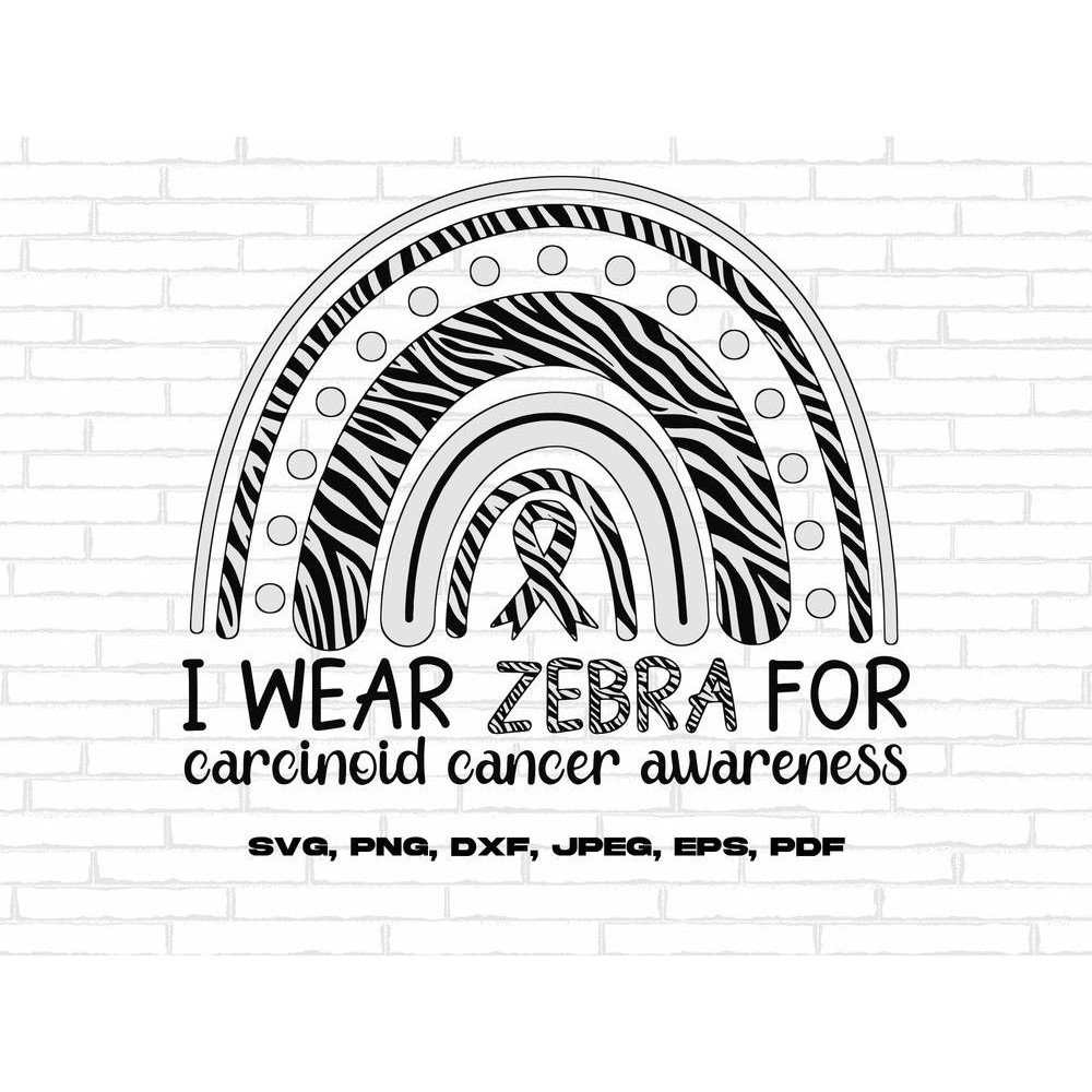 I Wear Zebra for Carcinoid Cancer Awareness Svg Png, Zebra Ribbon Svg Design Cricut Cut File.jpg