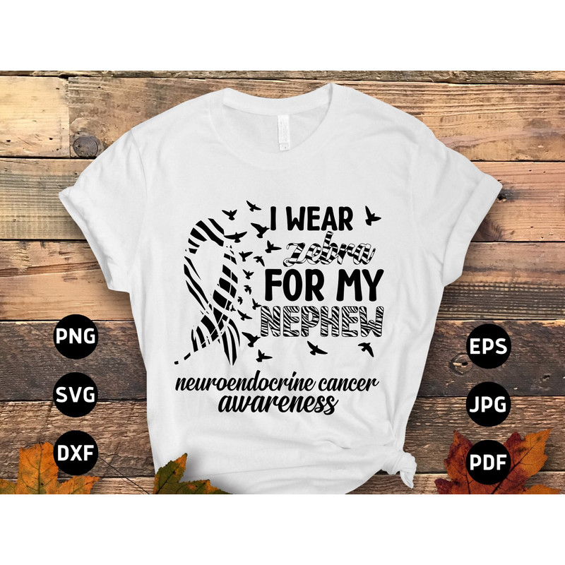 I Wear Zebra for My Nephew Svg, Neuroendocrine Cancer Awareness Svg Png, Zebra Ribbon Svg, Rare Disease Svg Cricut Sublimation Designs.jpg