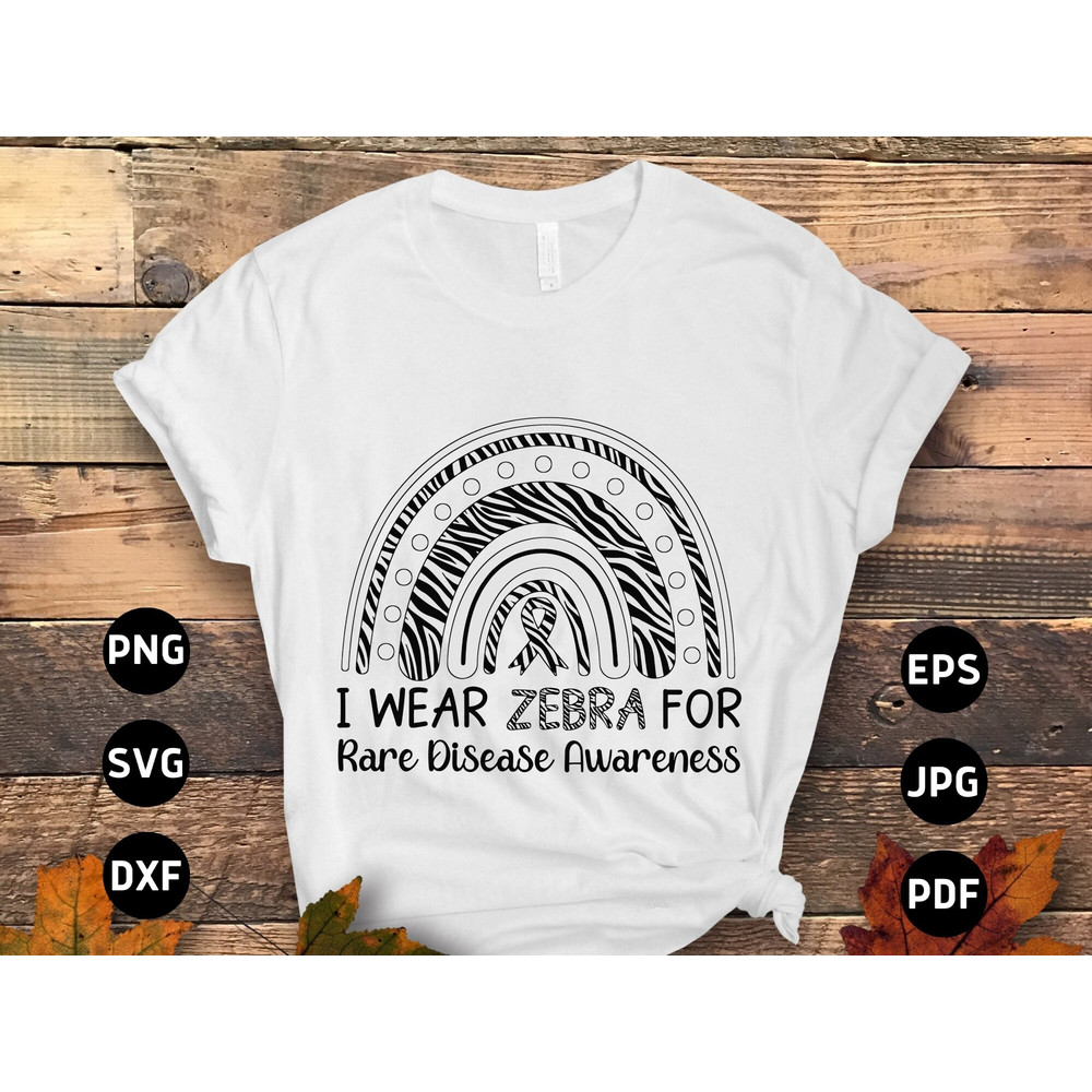 I Wear Zebra for Rare Disease Awareness Svg Png, Zebra Ribbon Svg, Ehlers-danlos Syndrome Svg Cricut Sublimation.jpg
