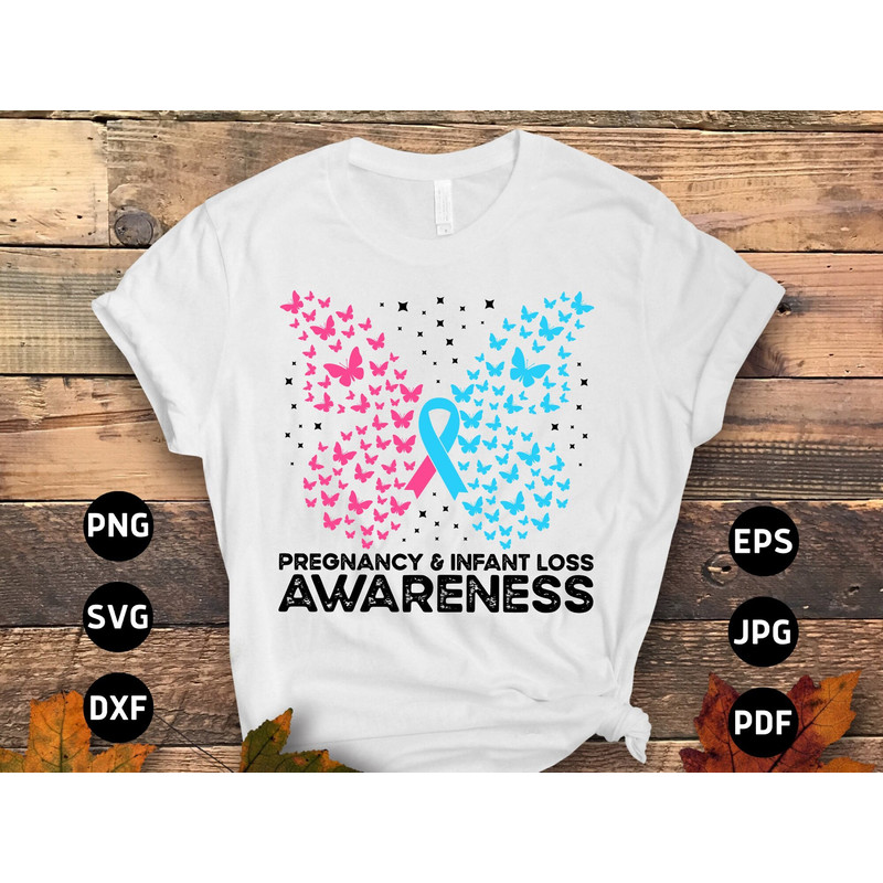 Infant Loss Butterfly Svg, Pregnancy and Infant Loss Awareness Svg Png, Pink and Blue Ribbon Svg Cricut Sublimation Design.jpg