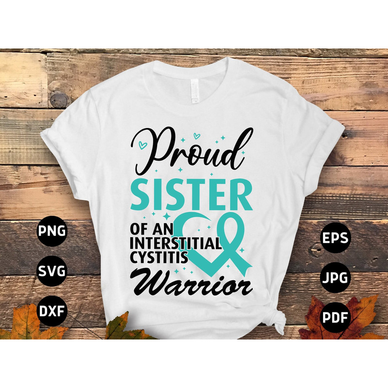 Interstitial Cystitis Awareness Svg Png, Proud Sister of an Interstitial Cystitis Warrior Svg, IC Awareness Teal Ribbon Cricut Sublimation.jpg
