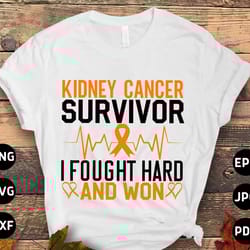 kidney cancer survivor svg, kidney cancer awareness svg png, kidney cancer survivor i fought hard and won svg, orange ri