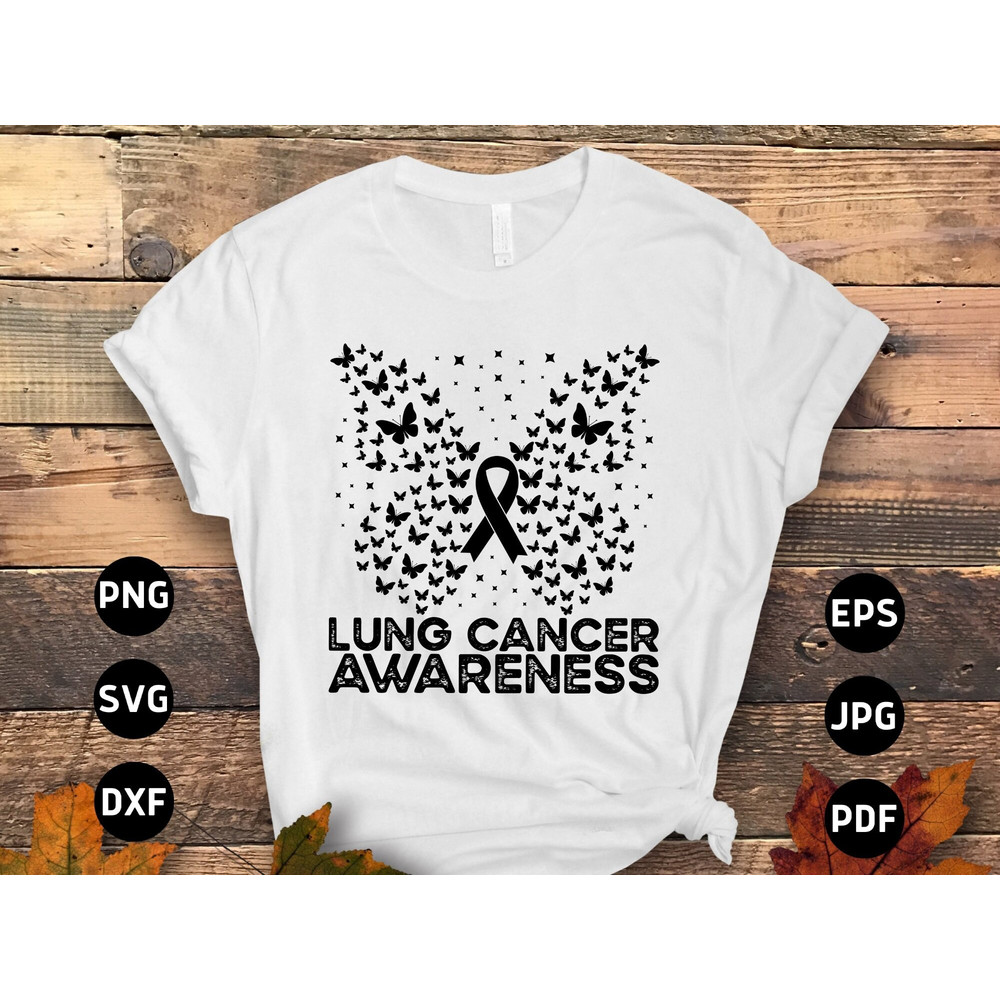 Lung Cancer Awareness Butterfly Svg Png, White Ribbon Svg, Lung Cancer Support Svg Cricut Sublimation Design.jpg