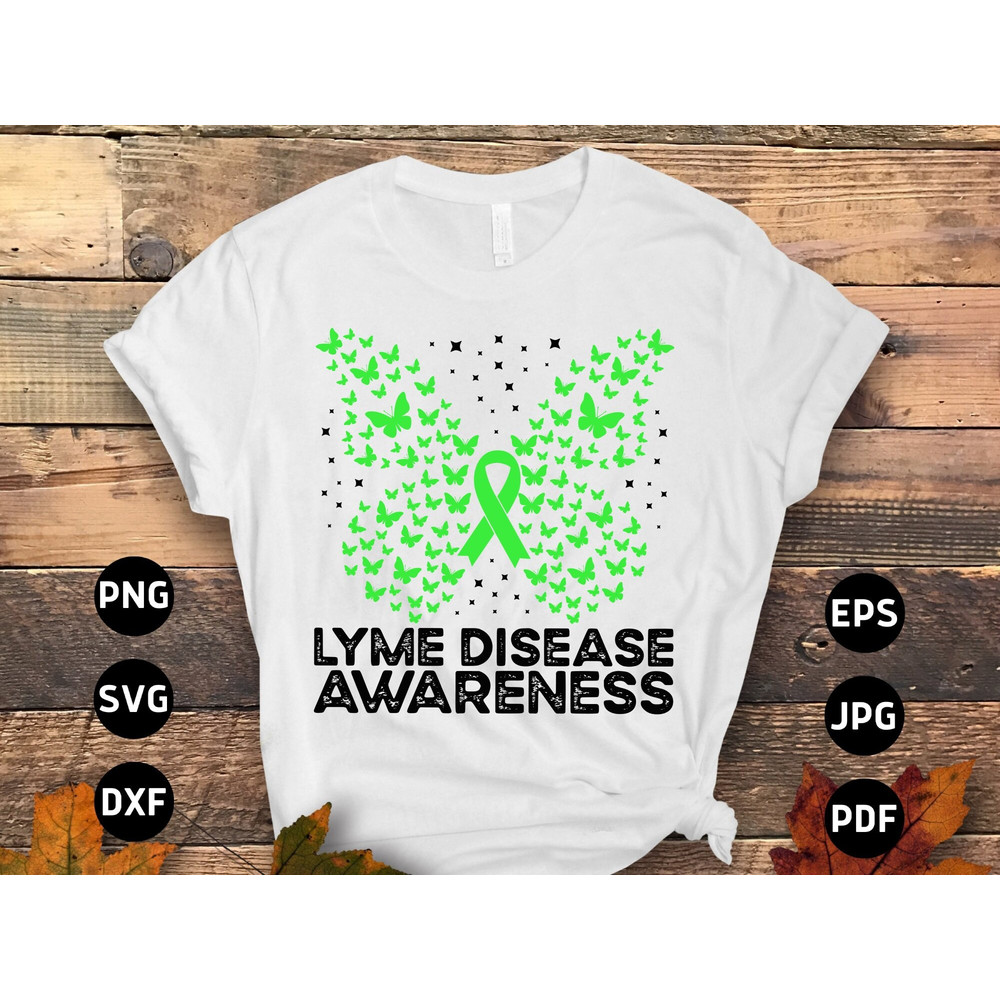 Lyme Disease Awareness Svg Png, Butterfly Lyme Disease Svg, Lame Green Ribbon Svg Cricut File Sublimation Design.jpg