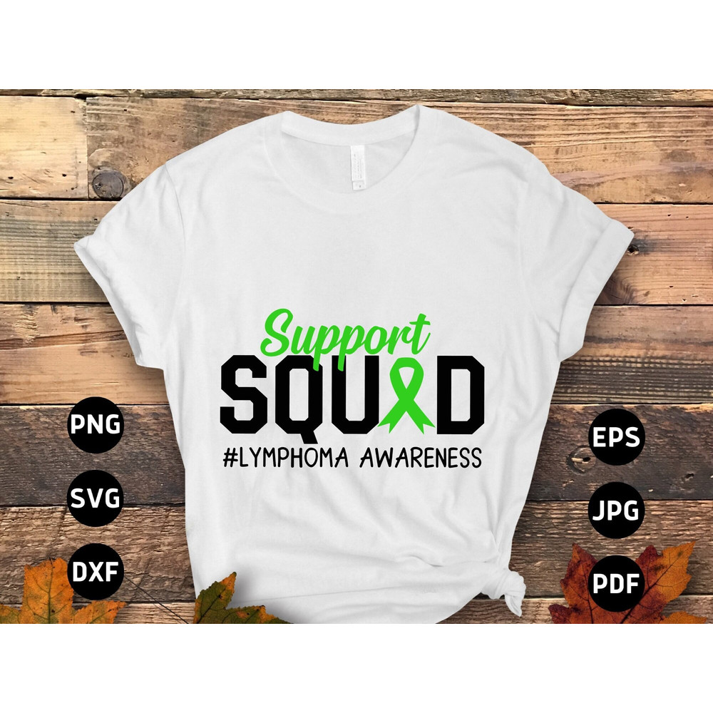 Lymphoma Cancer Support Svg Png, Support Squad Svg, Lymphoma Disease Svg, Green Ribbon Svg Cricut Sublimation.jpg