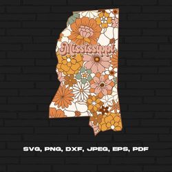 mississippi state svg png, mississippi map svg, retro mississippi flower svg cricut cut file silhouette sublimation desi