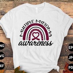 multiple myeloma awareness svg png, multiple myeloma rainbow svg, burgundy ribbon svg, multiple myeloma cancer svg subli