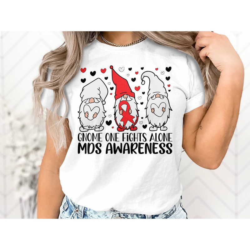 Myelodysplastic Syndrome Awareness Svg Png, Gnome One Fights Alone Svg, MDS Awareness Ribbon Svg Cricut Sublimation Design.jpg