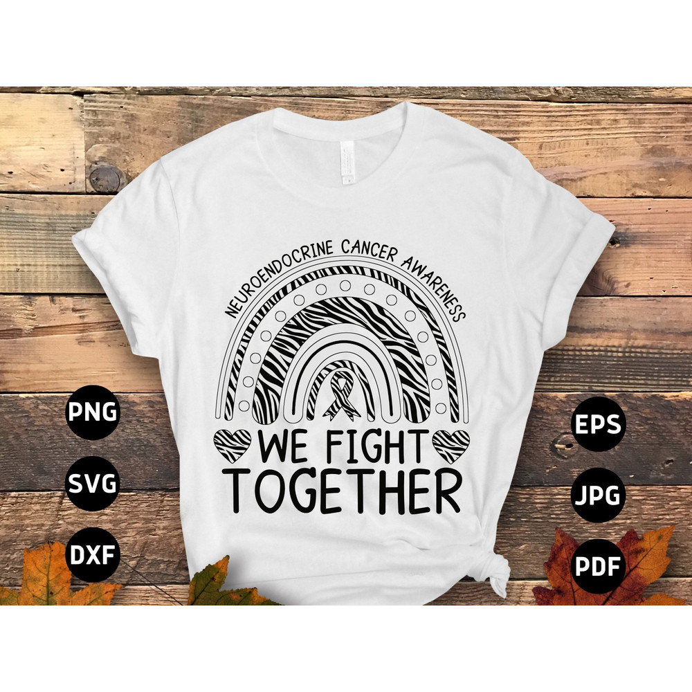 Neuroendocrine Cancer Awareness Svg Png, We Fight Together Rainbow Svg, Zebra Ribbon Svg, Rare Disease Svg Cricut Sublimation Designs.jpg