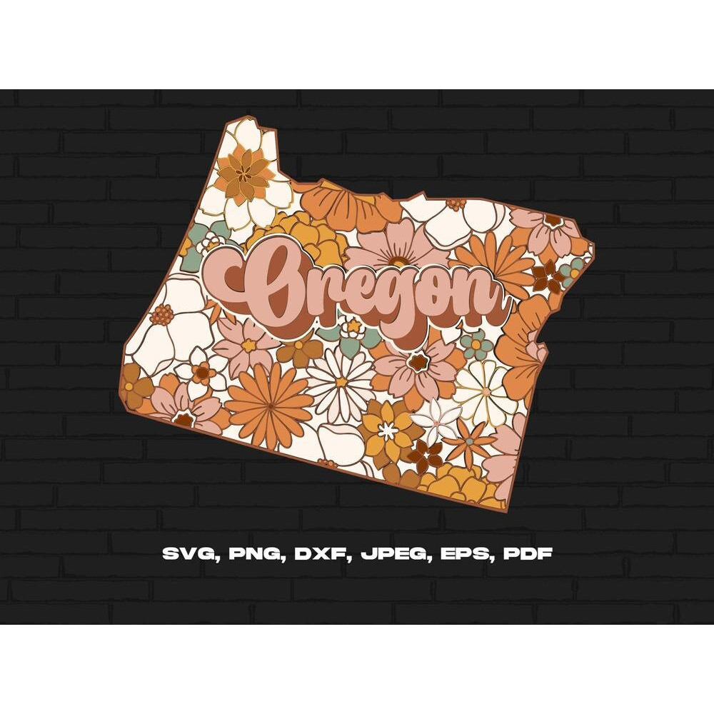 Oregon State Svg Png, Oregon Map Svg, Retro Oregon Flower Svg Cricut Cut File Silhouette Sublimation Design.jpg