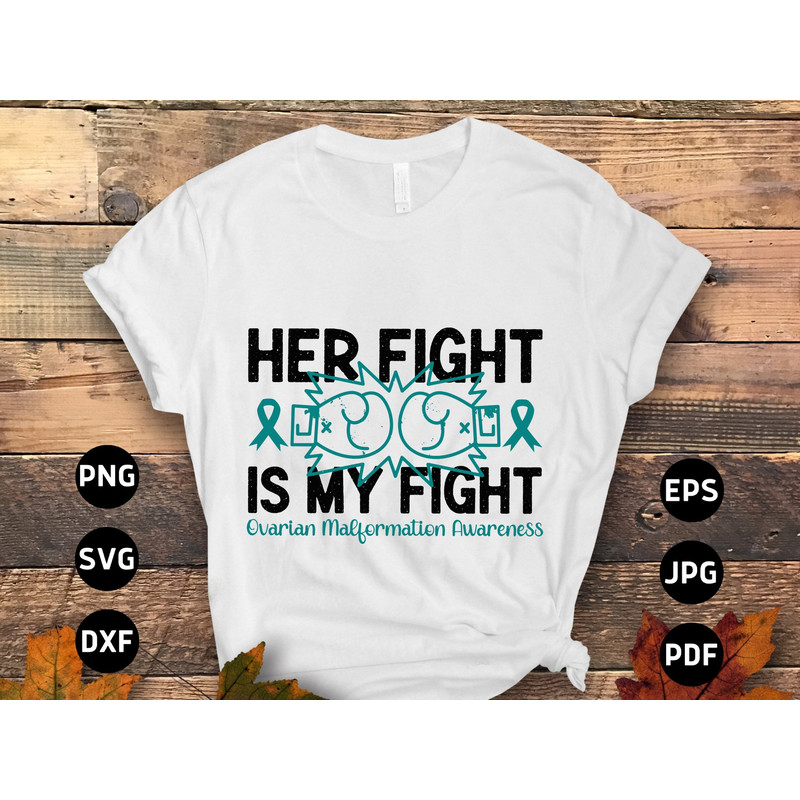 Ovarian Cancer Awareness Svg Png, Her Fiht Is My Fight Svg, Teal Ribbon Svg Cricut Cut File Sublimation.jpg