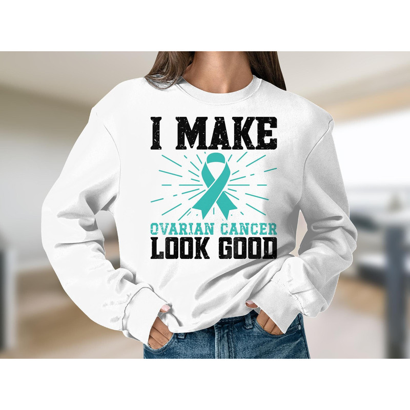 Ovarian Cancer Awareness Svg Png, I Make Ovarian Cancer Look Good Svg, Teal Ribbon Svg Cricut File Sublimation Design.jpg