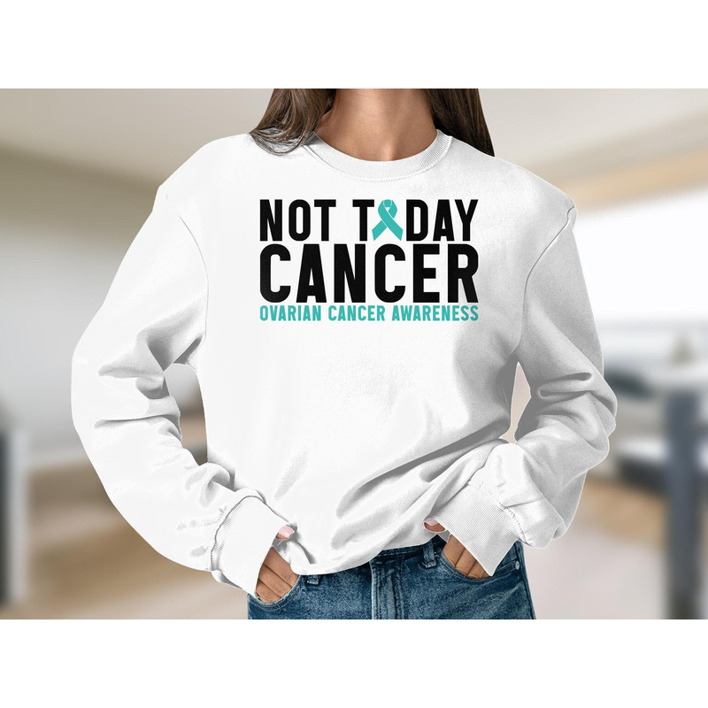 Ovarian Cancer Awareness Svg Png, Not Today Cancer Svg, Teal Ribbon Svg Cricut File Sublimation Design.jpg