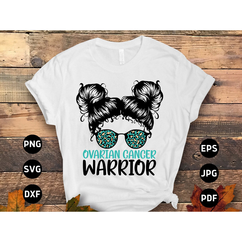 Ovarian Cancer Awareness Svg Png, Ovarian Cancer Warrior Girl Bun Svg, Teal Ribbon Svg Cricut File Sublimation Design.jpg