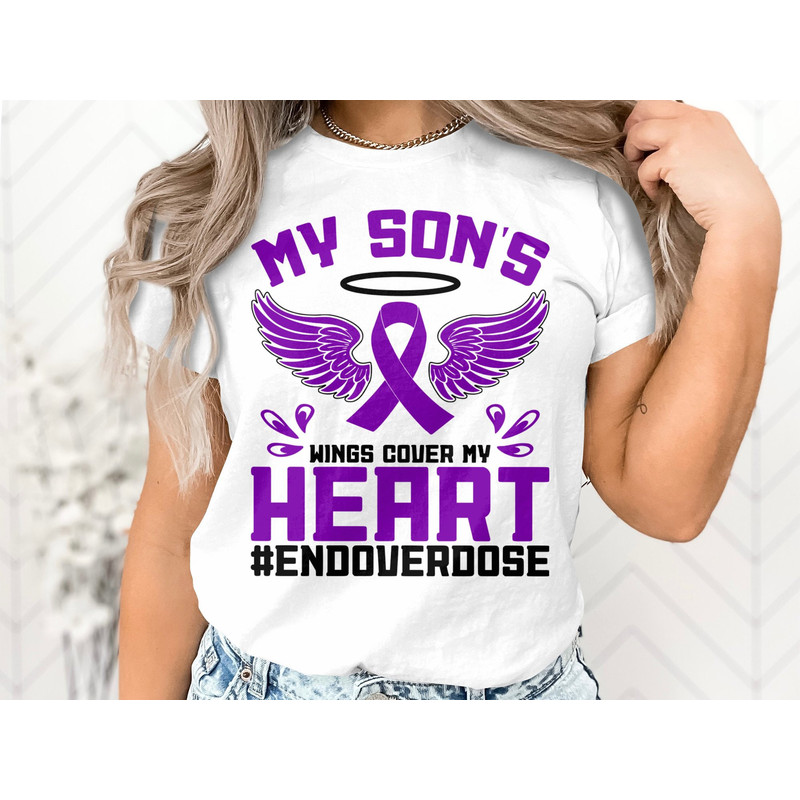 Overdose Awareness Svg Png, My Son's Wings Cover My Heart Svg, Addiction Awareness Recovery Svg Cricut File Sublimation Design.jpg