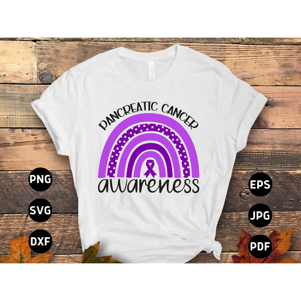 Pancreatic Cancer Awareness Rainbow Png Svg, Purple Ribbon Svg, Pancreatic Cancer Support Svg Cricut Sublimation Design.jpg