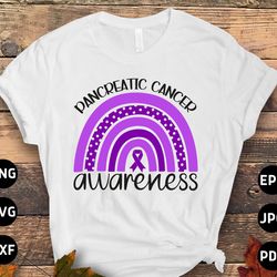 pancreatic cancer awareness rainbow png svg, purple ribbon svg, pancreatic cancer support svg cricut sublimation design