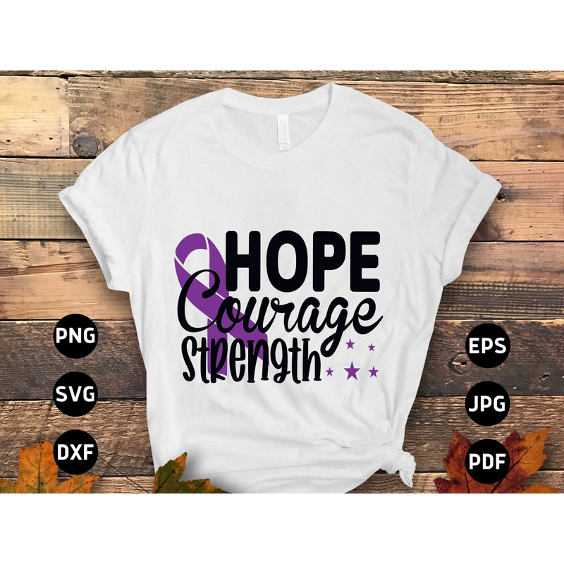 Pancreatic Cancer Awareness Svg Png, Hope Strength Courage Svg, Purple Ribbon Svg Cricut Sublimation Design.jpg