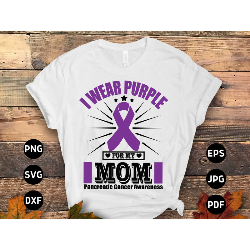 Pancreatic Cancer Awareness Svg Png, I Wear Purple For My Mom Ribbon Svg, Purple Ribbon Svg Cricut Sublimation Design.jpg