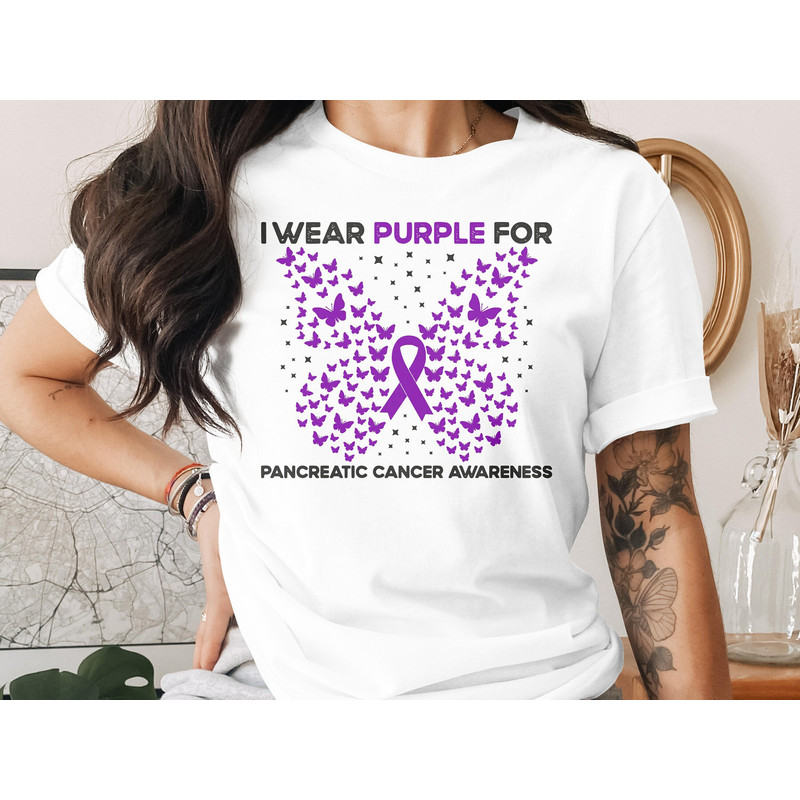 PanI Wear Purple For Pancreatic Cancer Awareness Butterfly Svg Png, Purple Ribbon Svg Cricut Sublimation Design.jpg