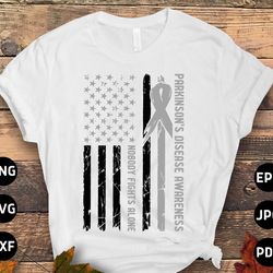 parkinson nobody fights alone svg png, parkinsons disease awareness svg png, flag grey ribbon svg cricut cut file sublim