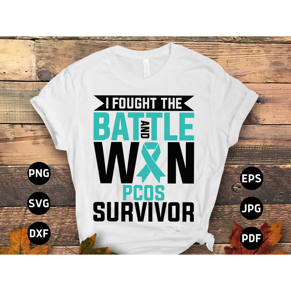 PCOS Awareness Svg Png, PCOS Survivor Svg, Ovary Syndrome Teal Ribbon Cricut File Png Sublimation Designs.jpg