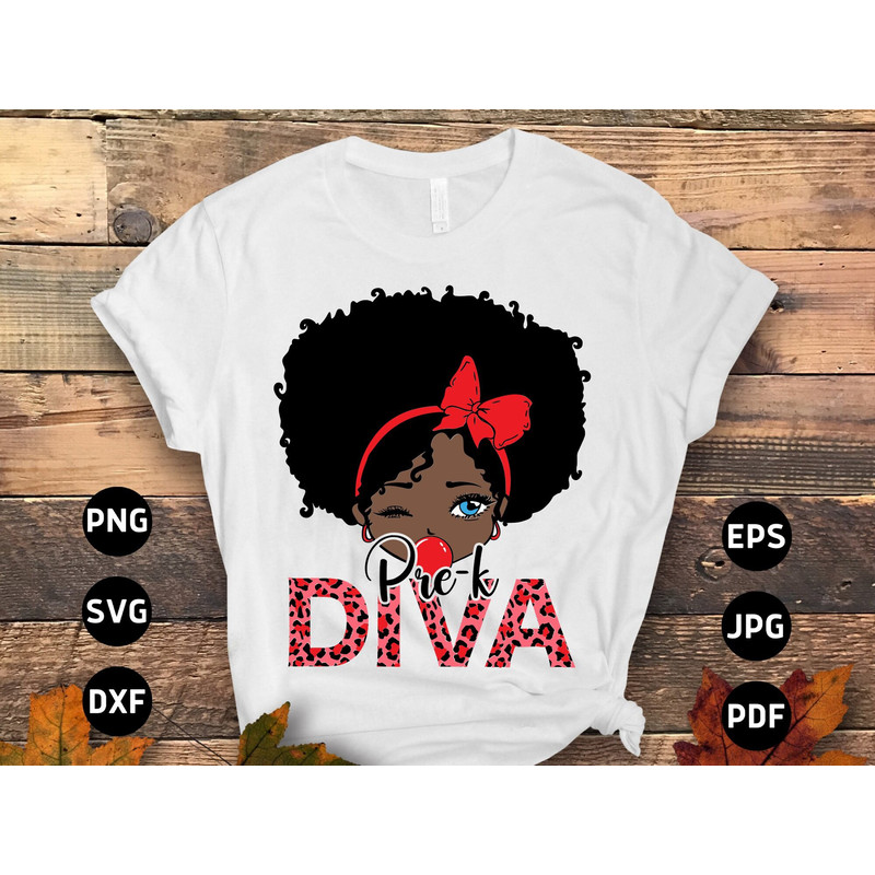 Pre-K Diva Svg Png, Afro Black Girl Pre-K Back to School Svg, First 1st Day of School Pre K Grad Girls Svg Cricut Sublimation.jpg