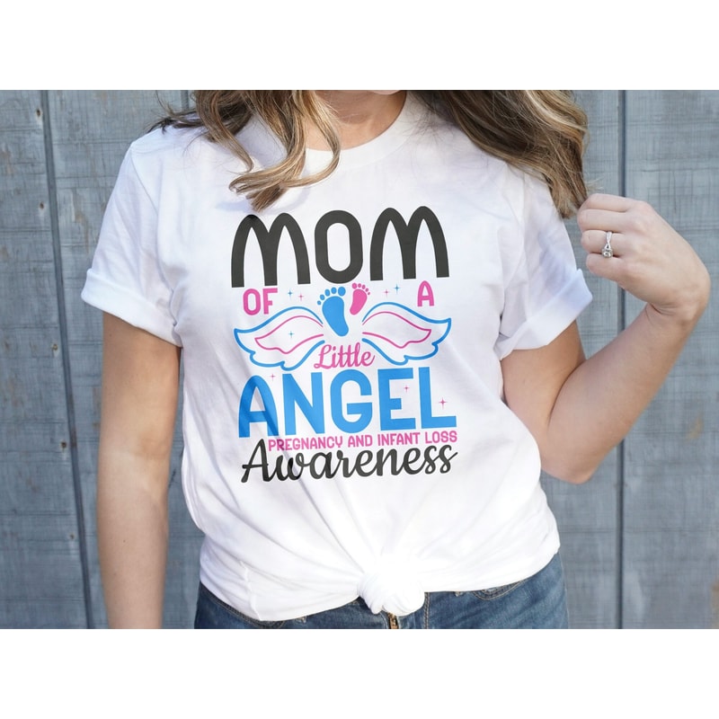Pregnancy and Infant Loss Awareness Svg Png, Mom of a Little Angel Svg, Pink and Blue Ribbon Svg Cricut Sublimation Design.jpg