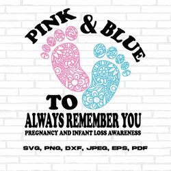 pregnancy and infant loss awareness svg png, your wings were ready but my heart was not svg, pink and blue ribbon svg cr