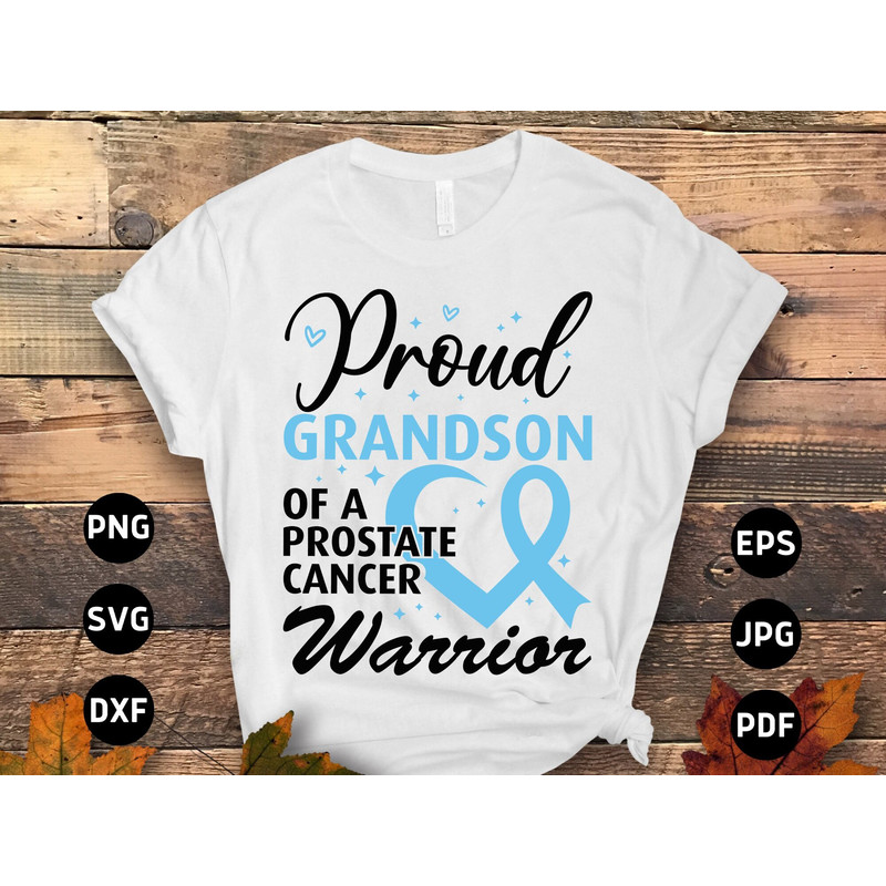 Prostate Cancer Awareness Svg Png, Proud Grandson of a Prostate Cancer Warrior Svg, Prostate Light Blue Ribbon Svg Cricut Sublimation.jpg