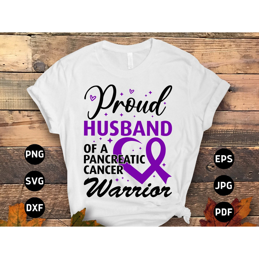 Proud Husband of a Pancreatic Cancer Warrior Svg, Pancreatic Cancer Awareness Svg Png, Purple Ribbon Svg Cricut File Png Sublimation Designs.jpg