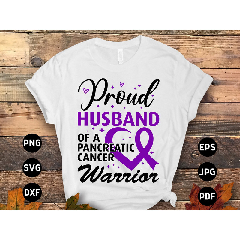 Proud Husband of a Pancreatic Cancer Warrior Svg, Pancreatic Cancer Awareness Svg Png, Purple Ribbon Svg Cricut File Png Sublimation Designs.jpg