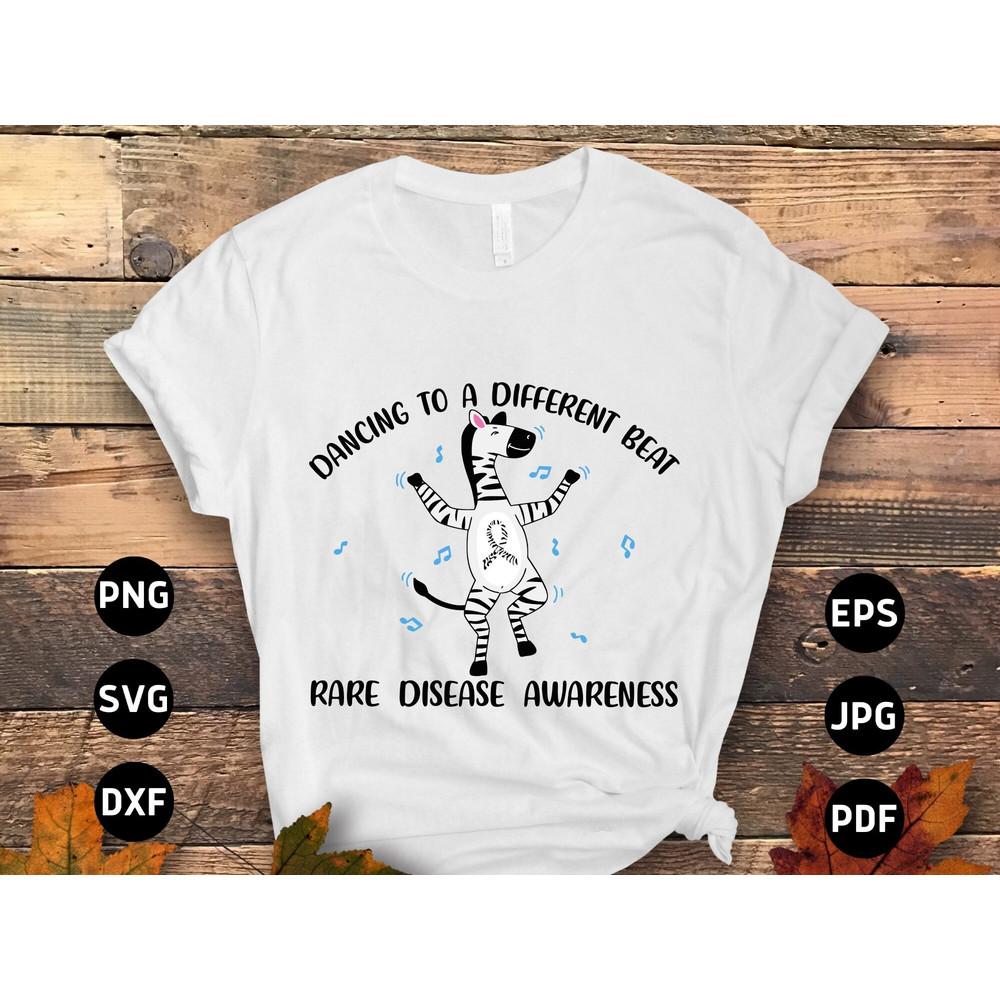Rare Disease Awareness Svg Png, Dancing to a Different Beat, Rare Disease Warrior Svg, Zebra Ribbon Svg, Ehlers-danlos Syndrome Svg Designs.jpg