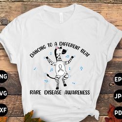 rare disease awareness svg png, dancing to a different beat, rare disease warrior svg, zebra ribbon svg, ehlers-danlos s