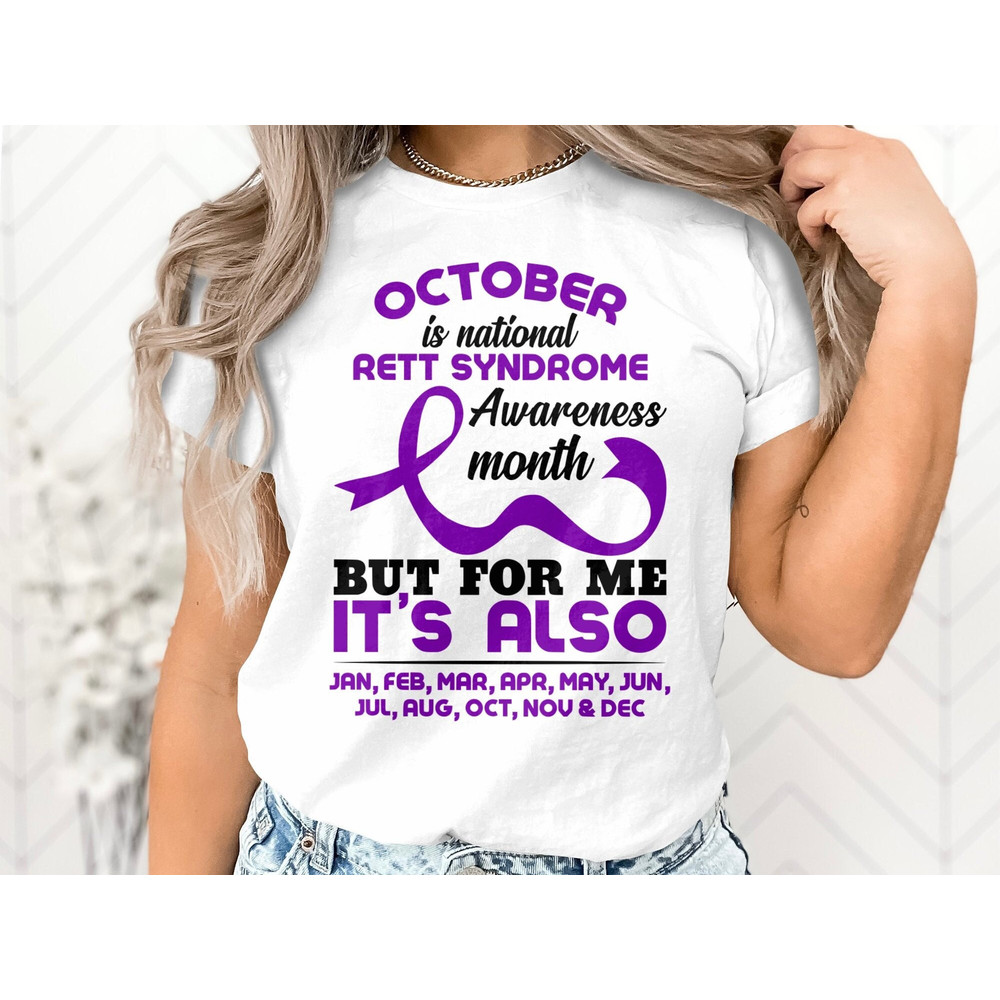Rett Syndrome Awareness Svg Png, October Is National Rett Syndrome Awareness Month Svg, Purple Ribbon Svg Cricut Cut File Png Sublimation.jpg