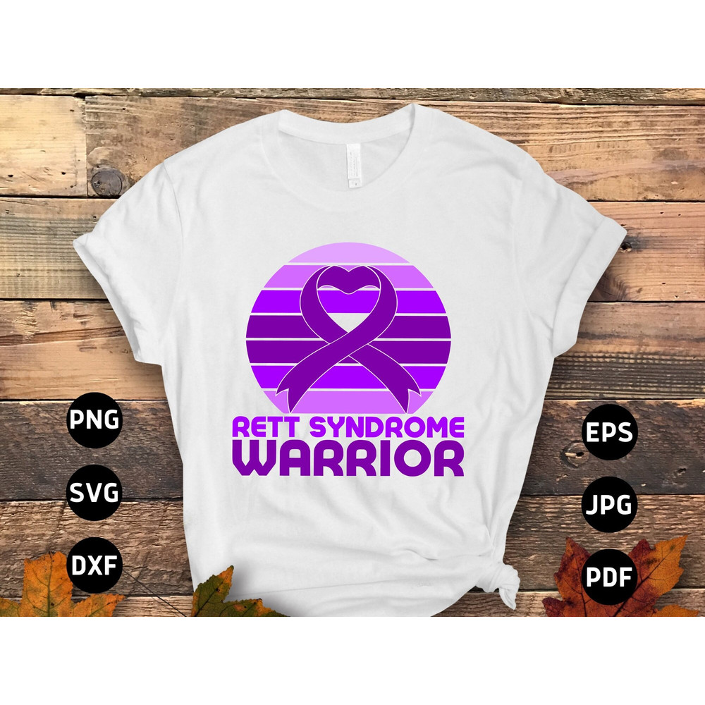 Rett Syndrome Awareness Svg Png, Rett Syndrome Warrior Svg, Purple Ribbon Svg Cricut Cut File Sublimation Design.jpg