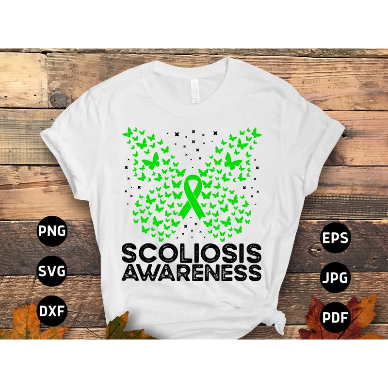 Scoliosis Awareness Svg Png, Scoliosis Butterfly Svg, Green Ribbon Svg, Scoliosis Spine Support Svg Cricut File Sublimation Design.jpg