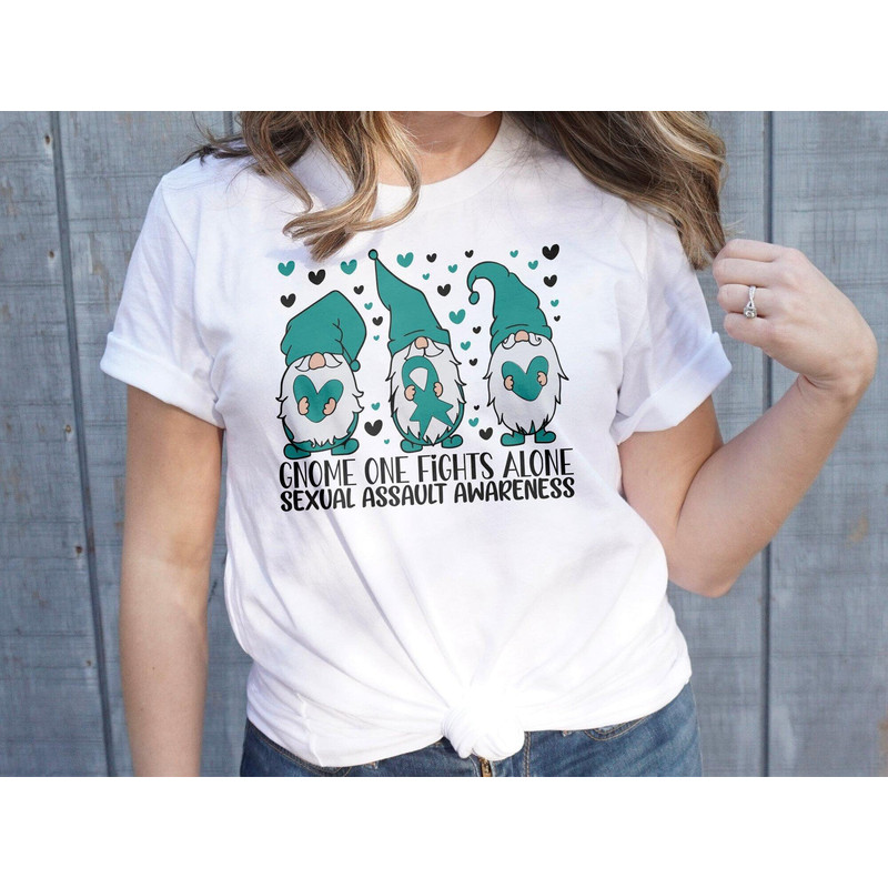 Sexual Assault Awareness Svg Png, Gnome One Fights Alone Svg, Teal Ribbon Svg, Sexual Violence Svg Cricut Cut File Sublimation Design.jpg