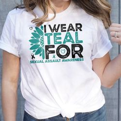 sexual assault awareness svg png, i wear teal for sexual assault awareness sunflower svg, teal ribbon svg, sexual violen
