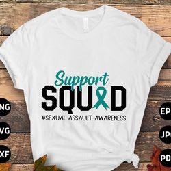 sexual assault awareness svg png, support squad svg, teal ribbon svg, sexual violence svg cricut cut file sublimation de