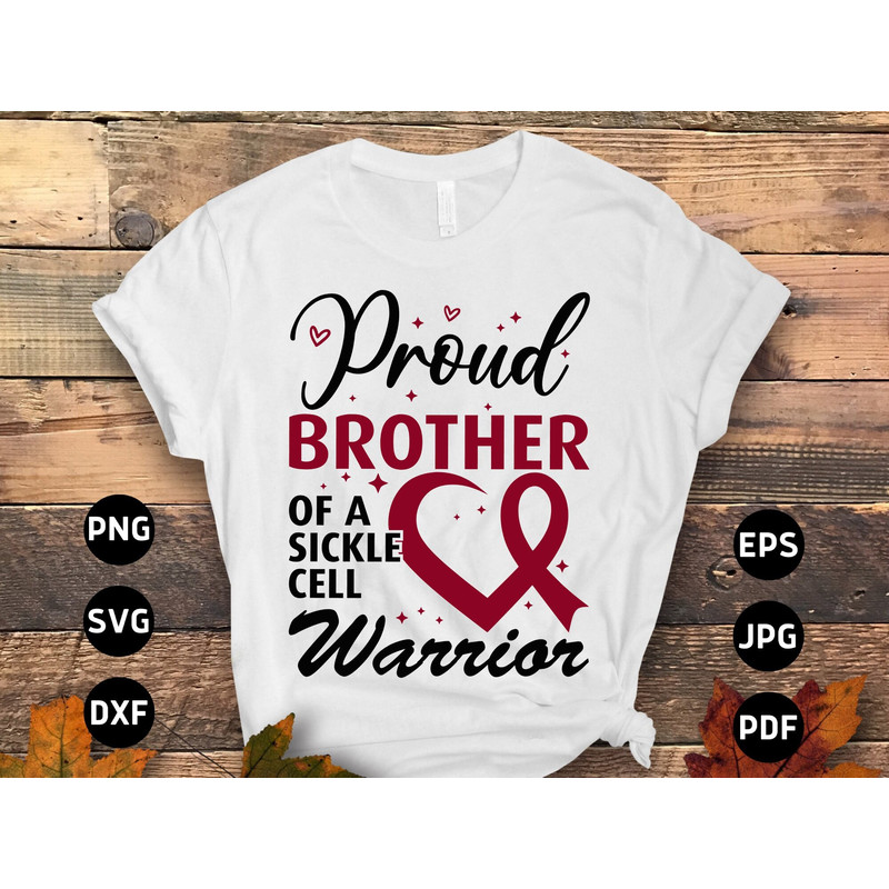 Sickle Cell Awareness Svg Png, Proud Brother of a Sickle Cell Warrior Svg, Anemia Awareness Svg, Burgundy Ribbon Svg Cricut Sublimation.jpg