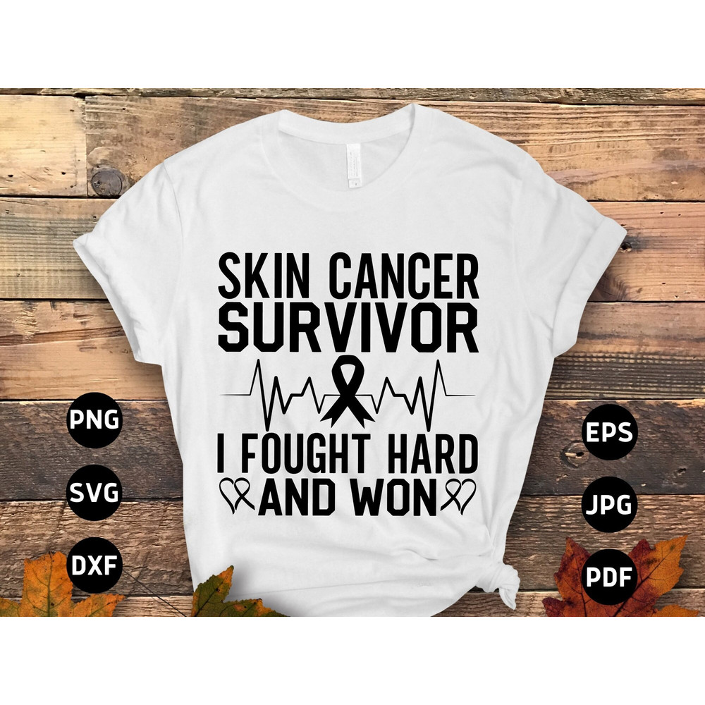 Skin Cancer Survivor Svg Png, Skin Cancer Survivor Svg, Black Ribbon Svg, Melanoma Cancer Support Cricut File Sublimation Design.jpg